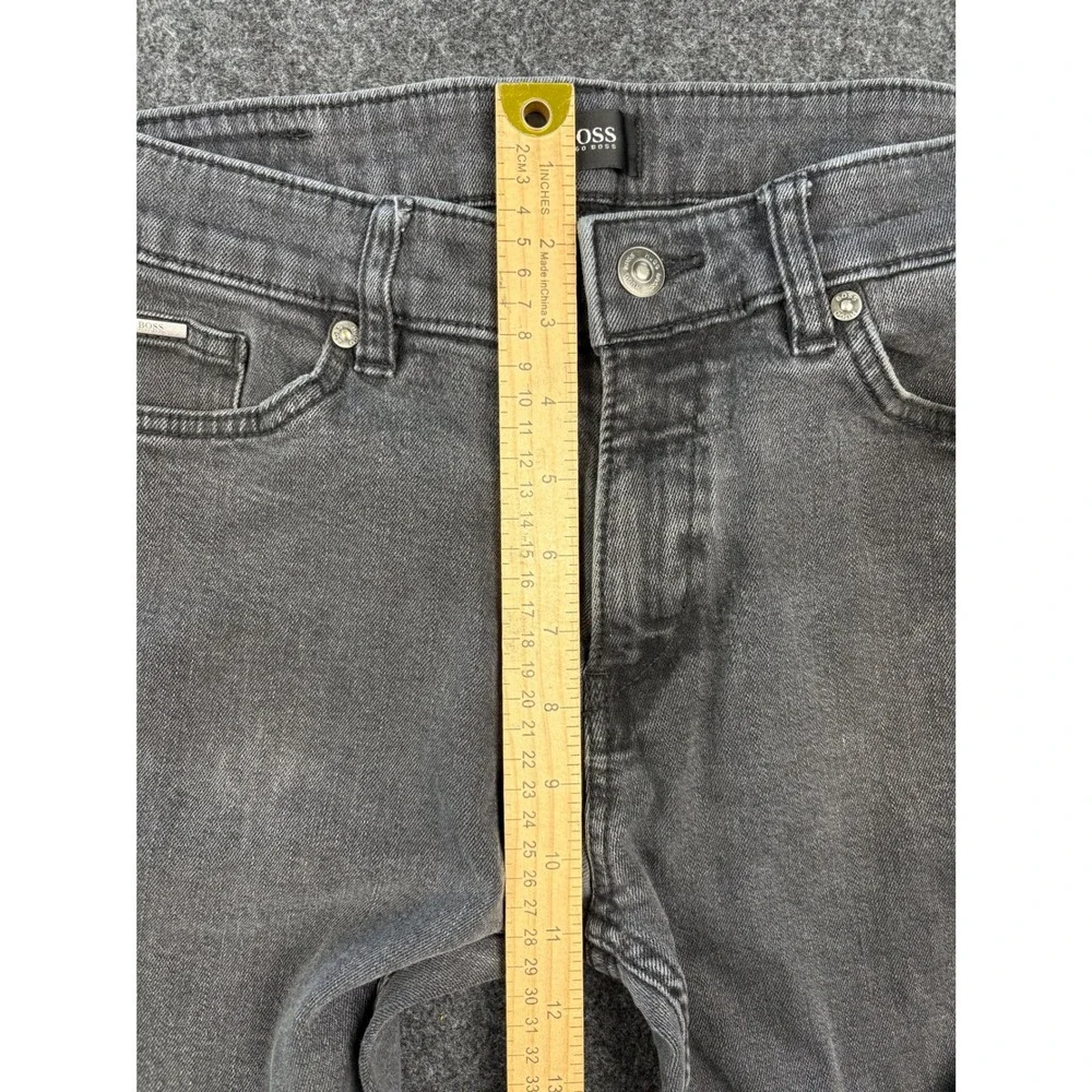 Hugo Boss Mens Slim Fit Stretch Jeans Charcoal Gray 34x32 Faded Denim
